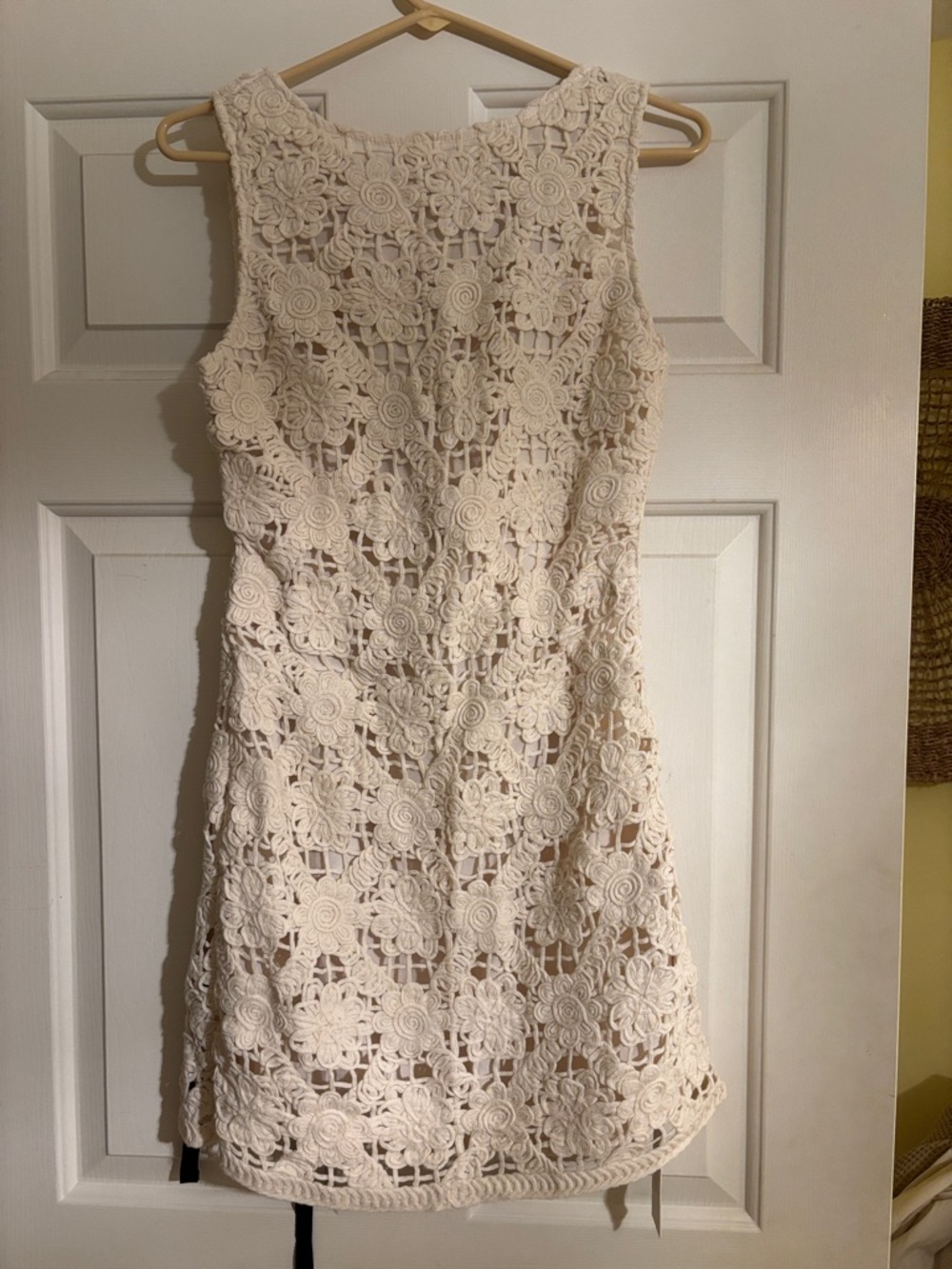 Commense Cream Crochet Floral Mini Dress